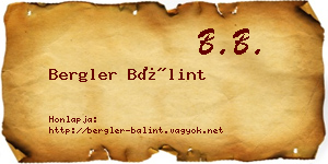 Bergler Bálint névjegykártya